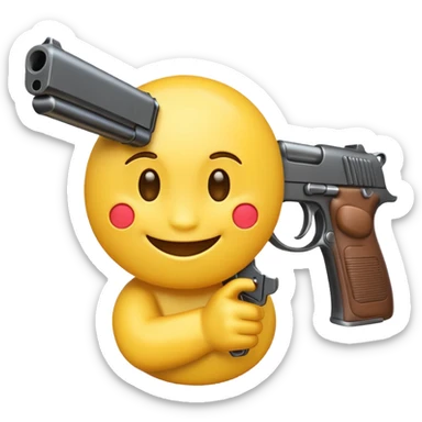 Yellow emoji with a gun sticker