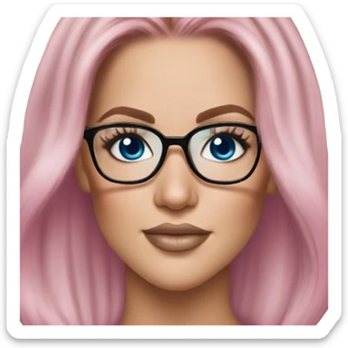 Photo Realistic khloe kardashian stylish pink hair BLUE eyes and glasses elegant  sticker