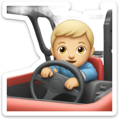 A baby driving a truck sticker