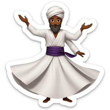 Cinematic Realistic Whirling Dervish Pop Culture Emoji, showcasing a mystical portrayal of traditional Sufi dance rendered with fluid textures and dynamic, spiritual lighting. sticker