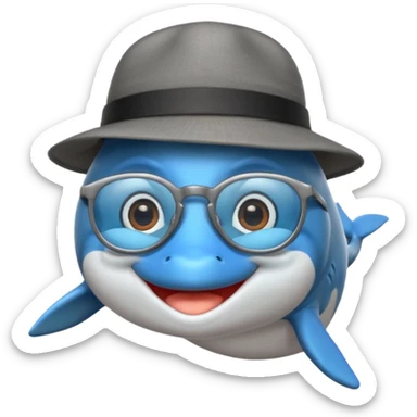 dolphin wearing glasses and a hat sticker