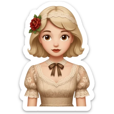 Cottagecore style realistic highly detailed with vintage material dress sticker