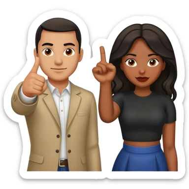 Hispanic man and black woman with knuckles up sticker