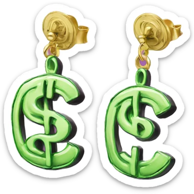 $ dollar  symbol earings sticker