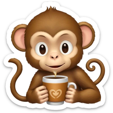 Cute sleepy Monkey with a coffee sticker