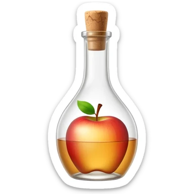 tall slender glass bottle with long neck and simple cork or screw cap, clear or frosted glass, transparent colorless liquid inside, elegant curved silhouette, no label or extras, apple emoji style, soft lighting, subtle shadows, transparent background, emoji scale sticker