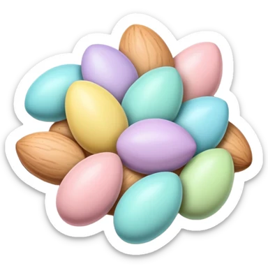 almonds decorated for Easter with pastel colors sticker