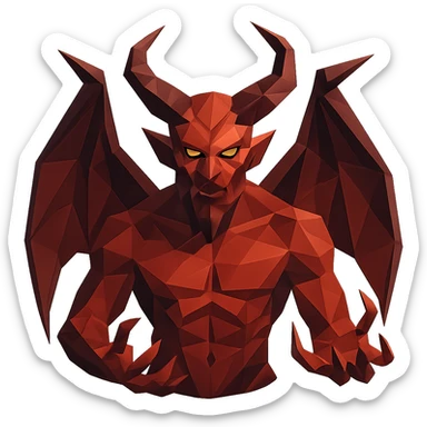 Belzebuth as a low-poly polygonal demon with geometric shapes sticker