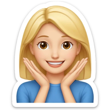 femenine smiling face posing with hands under chin sticker