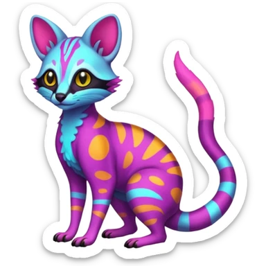  randomly colored colorful cute neon-colored brightly colored Fakémon-Fionbri-Vernid-Genet-creature with markings (full body) sticker