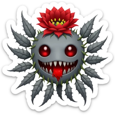 Grey creepy flower with red and blood on inside but as a monster with no face sticker