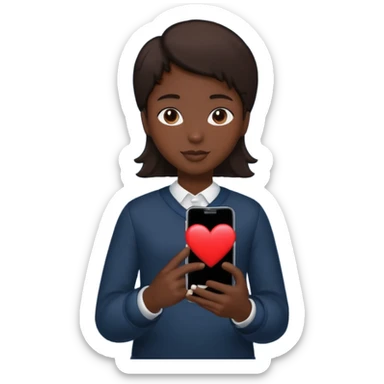 person silhouette holding a phone with a heart sticker
