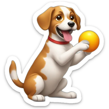 a dog juggling balls sticker