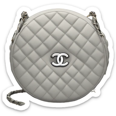 Round black only Chanel bag with top handle chanel logo top middle sticker