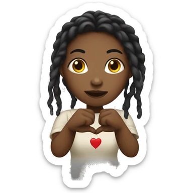 Black woman with dreads holding her hands in a heart symbol sticker