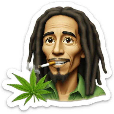 Bob Marley smoking cannabis sticker