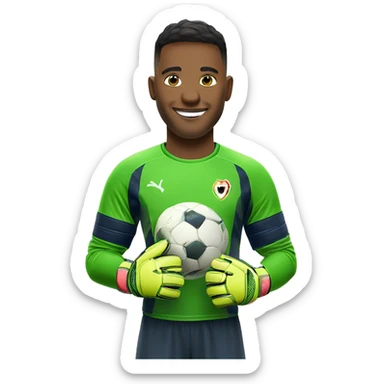 a smiling emoji with goalkeeping gloves, preferably neuers  sticker