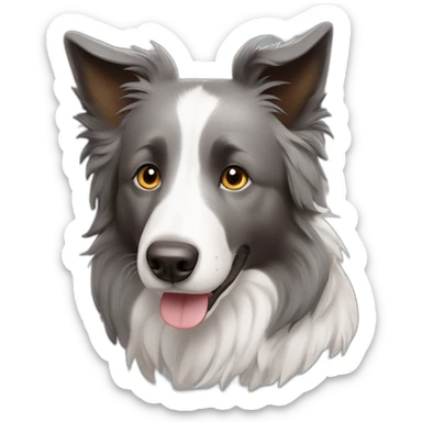 gray colour hair Border collie with Brown eyes sticker