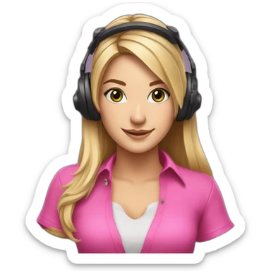 iJustine wearing pink shirt wearing gaming headset sticker