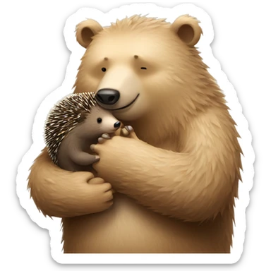 Bear hugging hedgehog sticker