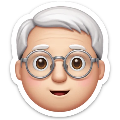 a guy who looks like kirby with a very round head, white skin and glasses sticker