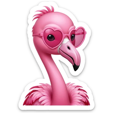 smiling flamingo with heart sunglasses sticker