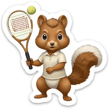  squirrel with pistol and tennis racket  sticker