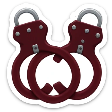 Dark red fuzzy handcuffs sticker