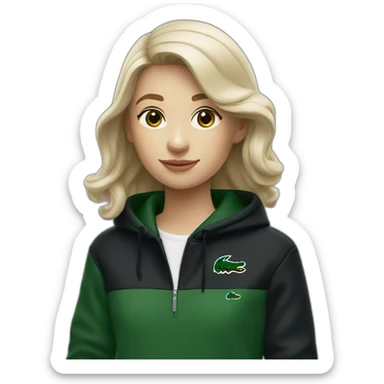 Lacoste bag girl with black lacoste hoodie sticker