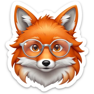 A sad fox with shimmering fur, a glowing tail, a silver star on its forehead, and round glasses, with a single tear rolling down its cheek. 🦊😢 sticker
