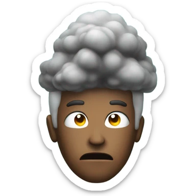 male head with nuclear explosion behind it sticker