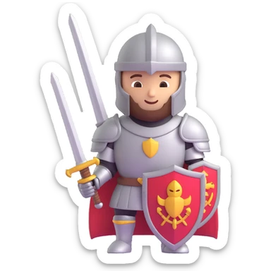 knight in armor with sword, 3d emoji style sticker