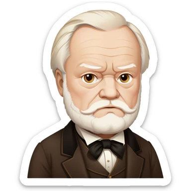 Cinematic Realistic portrait of Victor Hugo, shown as an iconic writer with intense, thoughtful eyes and richly detailed 19th‑century attire, rendered in warm, literary lighting that captures his creative spirit sticker