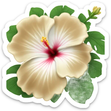 white and beige hibiscus flower  sticker
