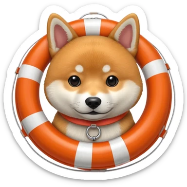 Shiba Jasper with lifebuoy  sticker