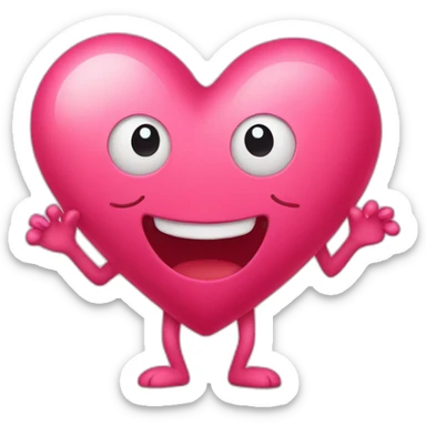 Heart with a sweet face with arms and legs coming out of it sticker