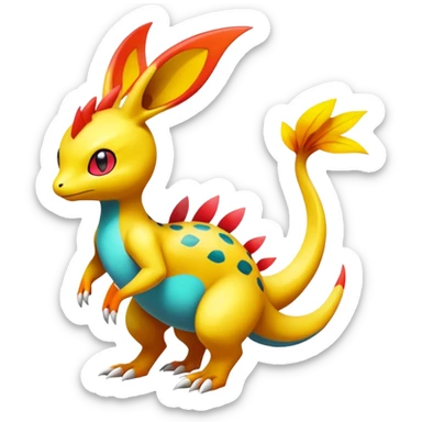 exotic fantasy-creature-Fakémon-Pokémon, full body, with random markings sticker