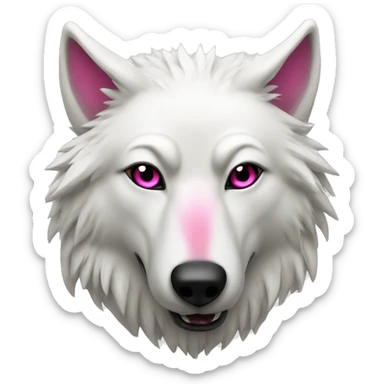 white wolf with dark pink  eyes drinking a beer sticker