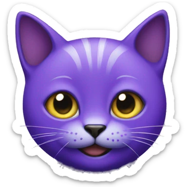 Purple cat say big, black smile sticker