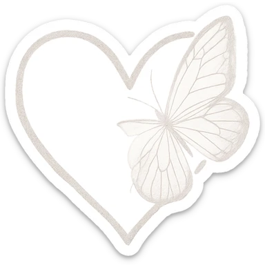heart with a delicate butterfly motif sticker