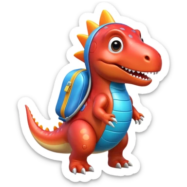cute toy-like rocket-propelled dinosaur, rounded shapes, glossy texture, colorful rocket backpack, happy expression, 3D cartoon, mobile game icon style, clean background, no text, no watermark
 sticker