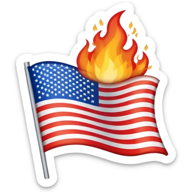 Burning american flag so much fire sticker