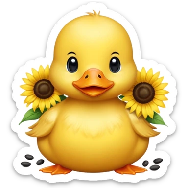 a baby duck surrounded by sunflower seeds sticker