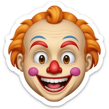 Emoji de mitad de cara de payaso y mitas de emoji riéndose  sticker