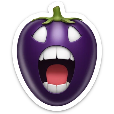 Open mouth with egg plant in the middle sticker