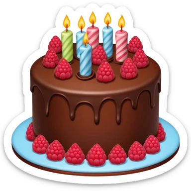 Chocolate Birthday Cake with raspberries sticker