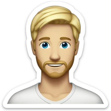 21 year guy with short blonde straight hair and short beard; blue eyes sticker