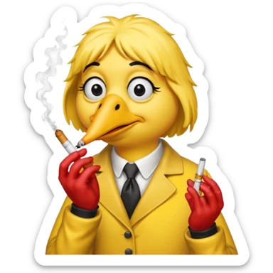 Big bird smoking a cigarette and wearing bloody gloves sticker