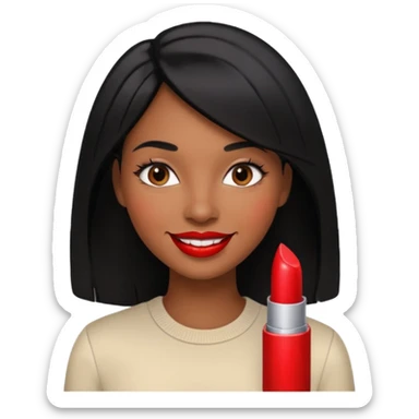 woman with brown skin, black hair, smiling, friendly and approachable style sticker