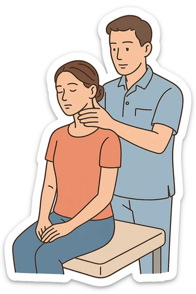 Donna dall'osteopata per il suo problema alla cervicale sticker